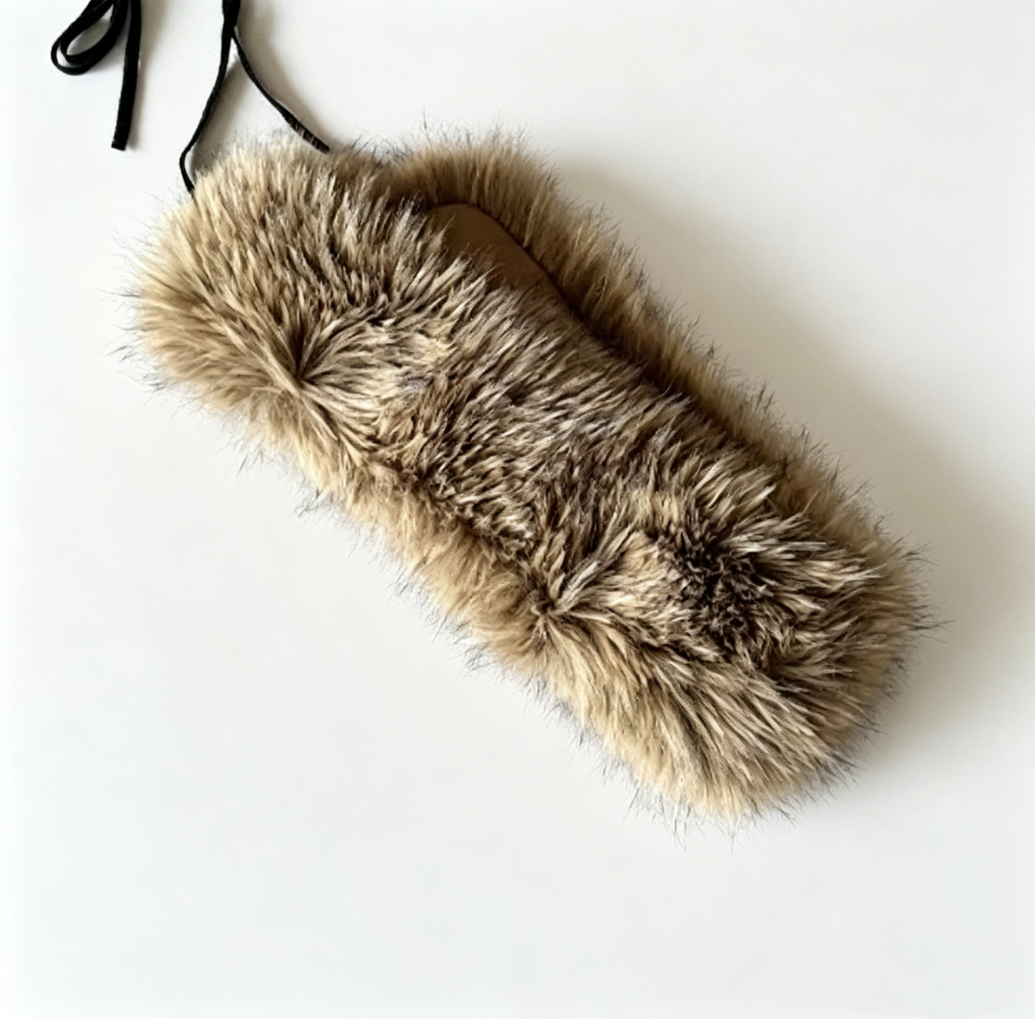 Faux Fur Waist Cincher Vintage Tie Belt - Image 2