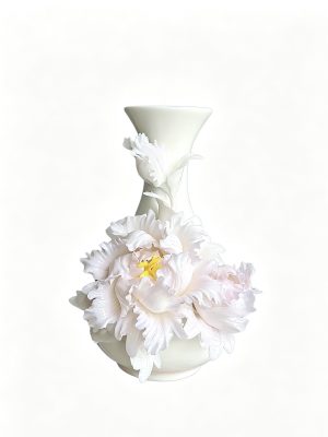 Intangible Cultural Heritage Hand Pinched Peony Ceramic Vase