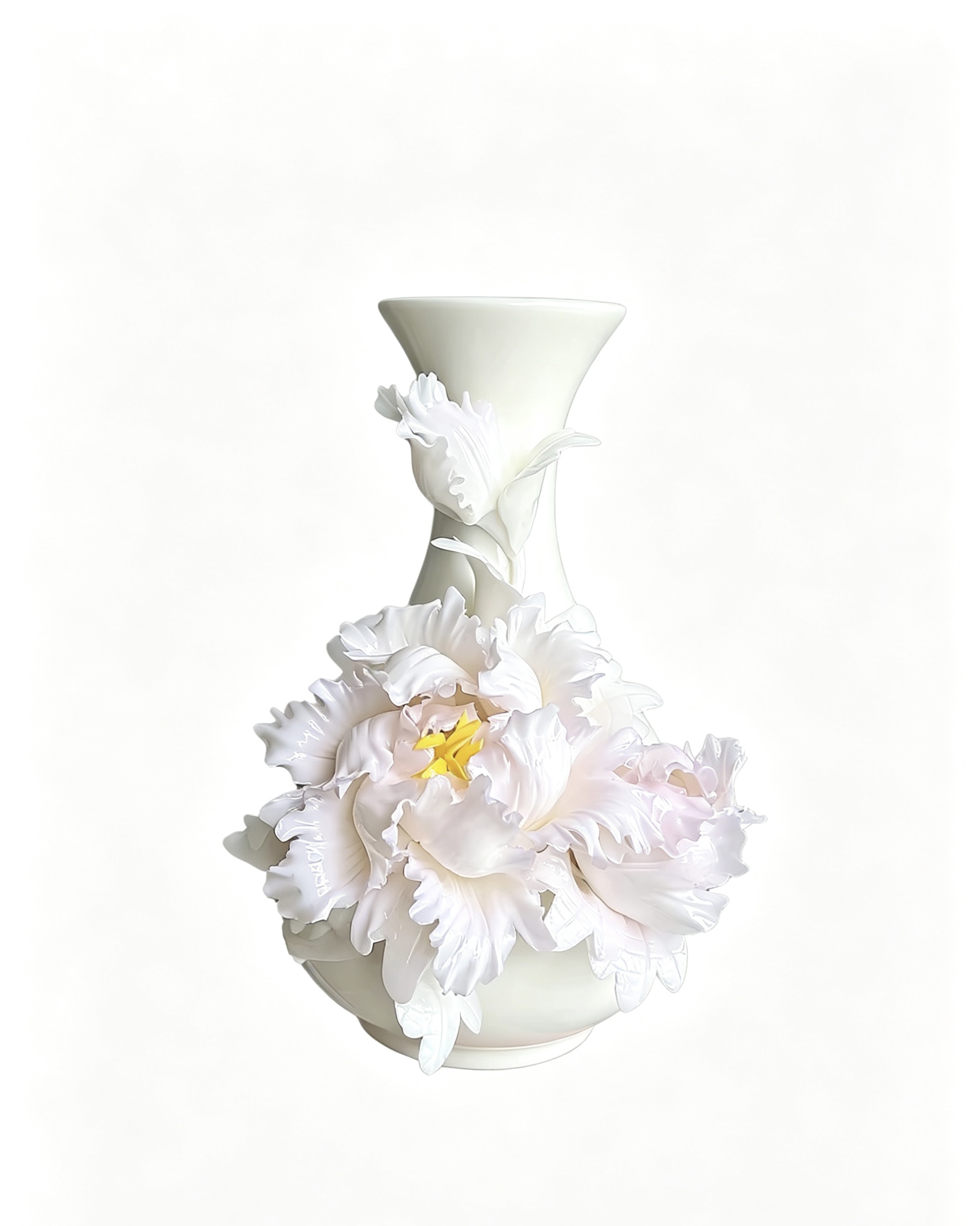 Intangible Cultural Heritage Hand Pinched Peony Ceramic Vase