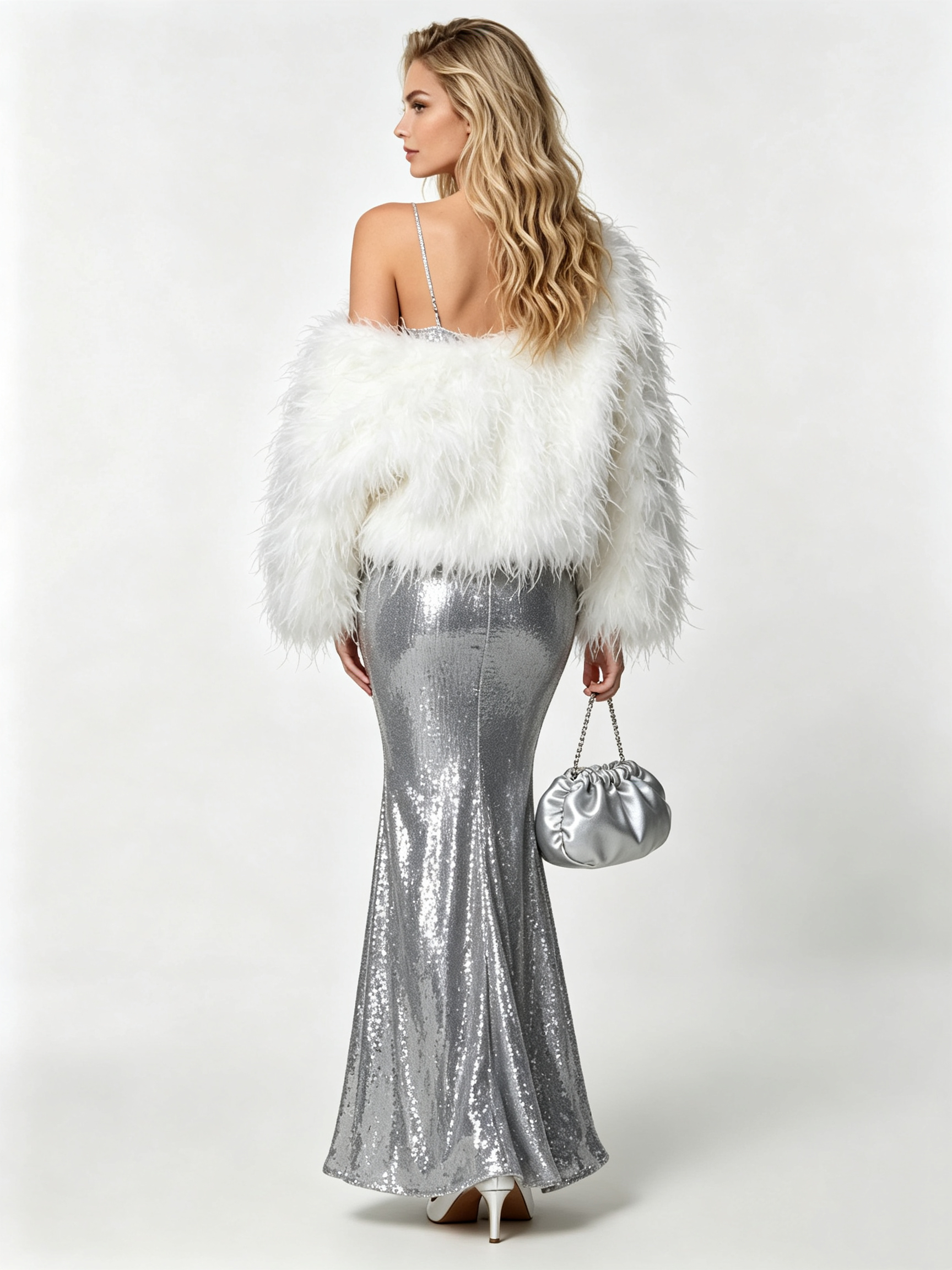V-neck Sling Slim Fit Sequin Backless Maxi Dress - Image 11