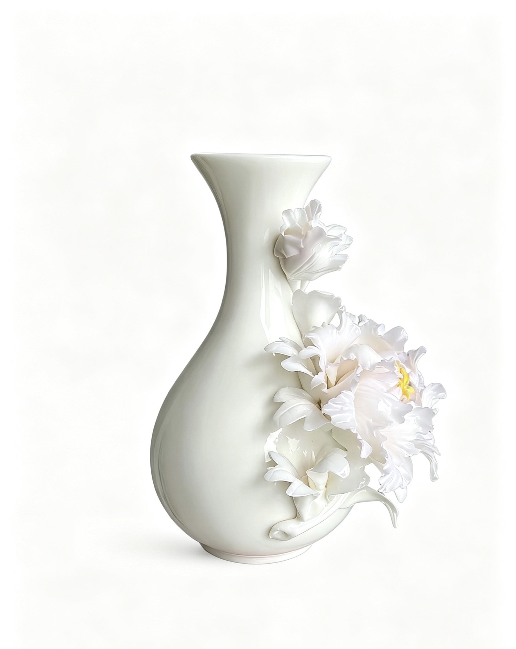 Intangible Cultural Heritage Hand Pinched Peony Ceramic Vase - Image 2