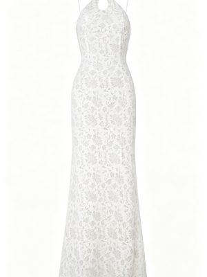 Lace Halter Mermaid Evening Maxi Dress