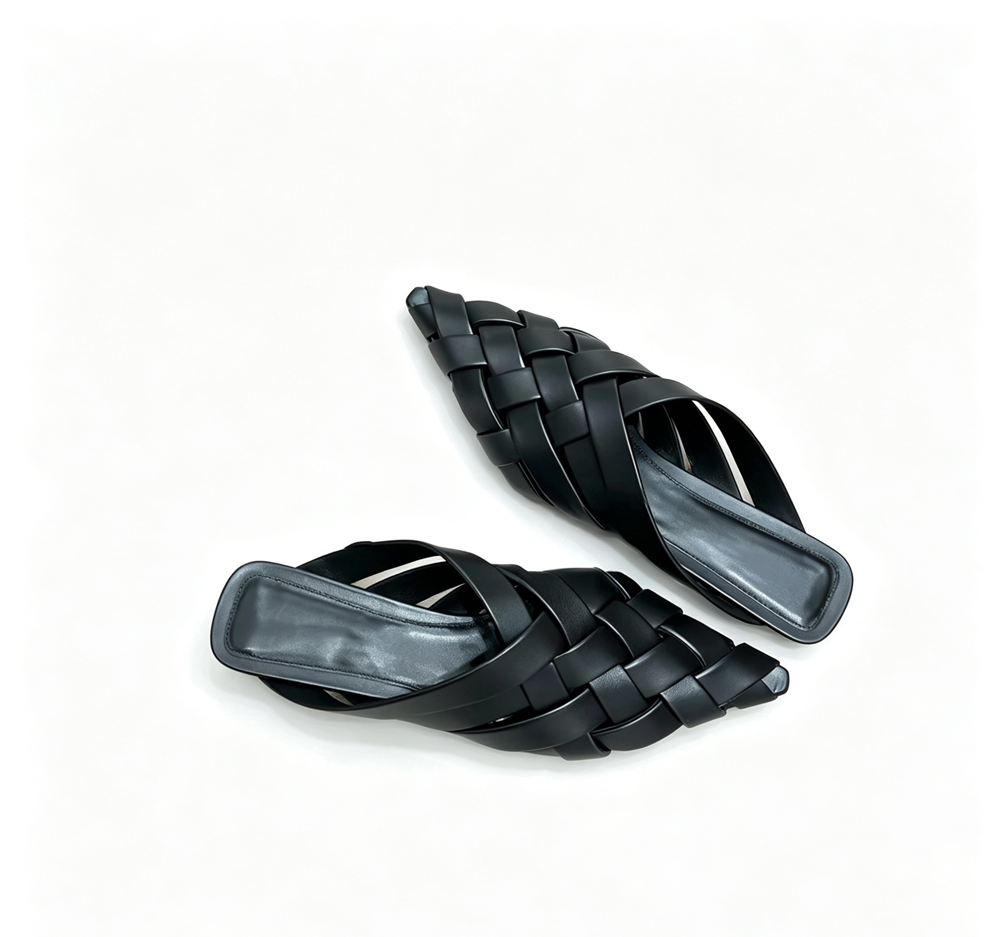 Pointed Woven Flat Slide Sandals - Image 3