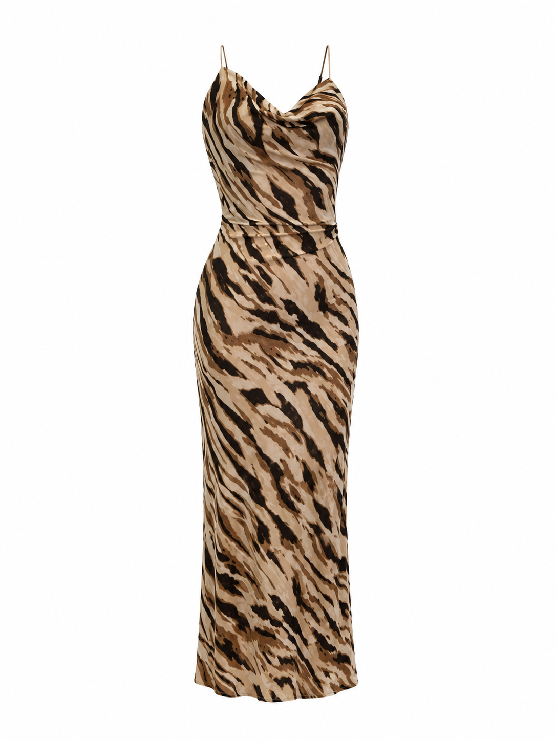 Draped Collar Cross Back Printed Dress
