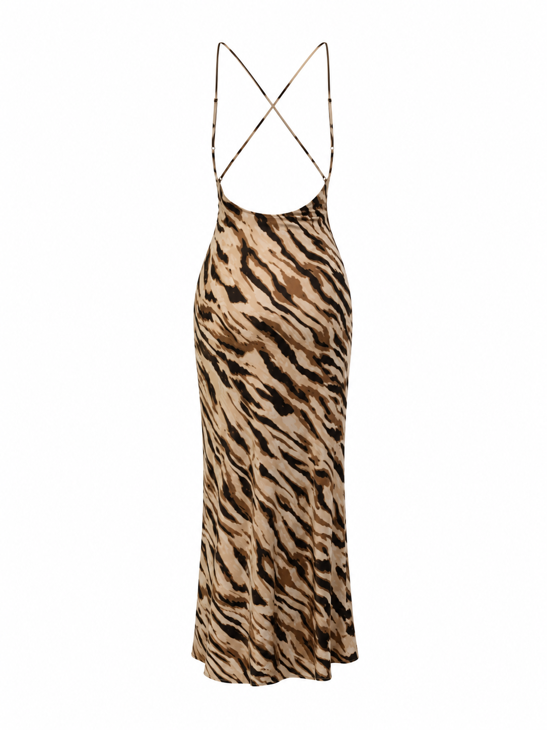 Draped Collar Cross Back Printed Dress - Image 4