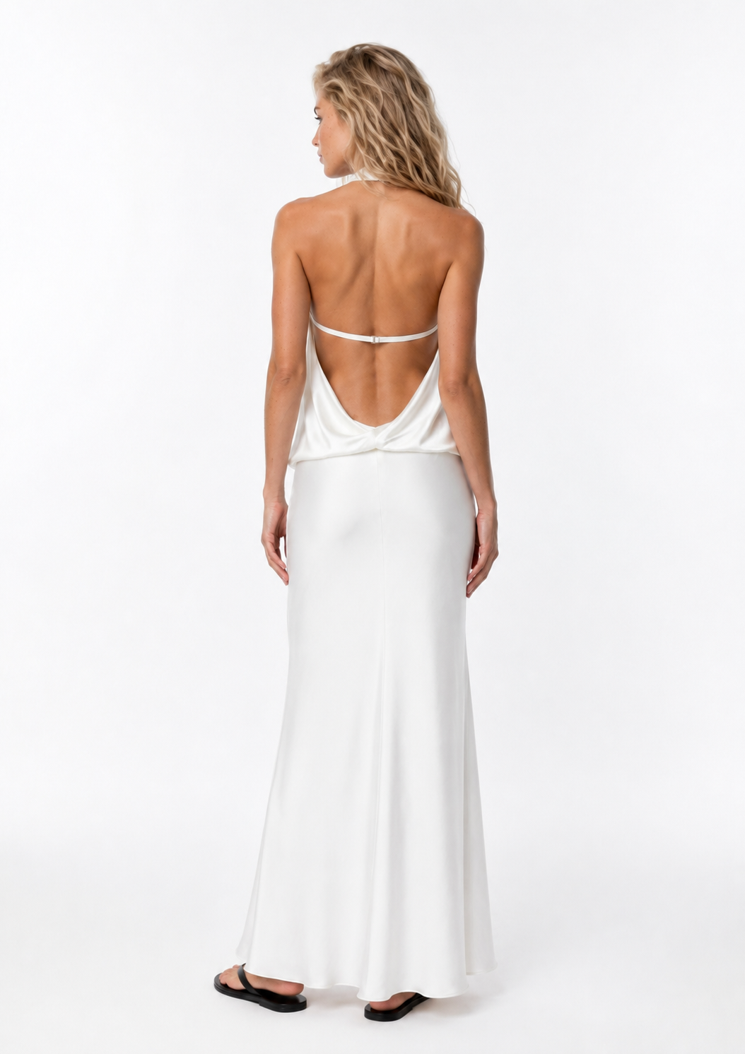 Satin Halterneck Maxi Dress - Image 4