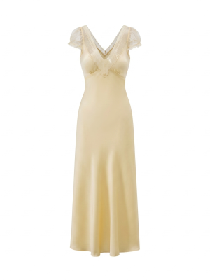 100% Mulberry Silk V-Neck Maxi Dress
