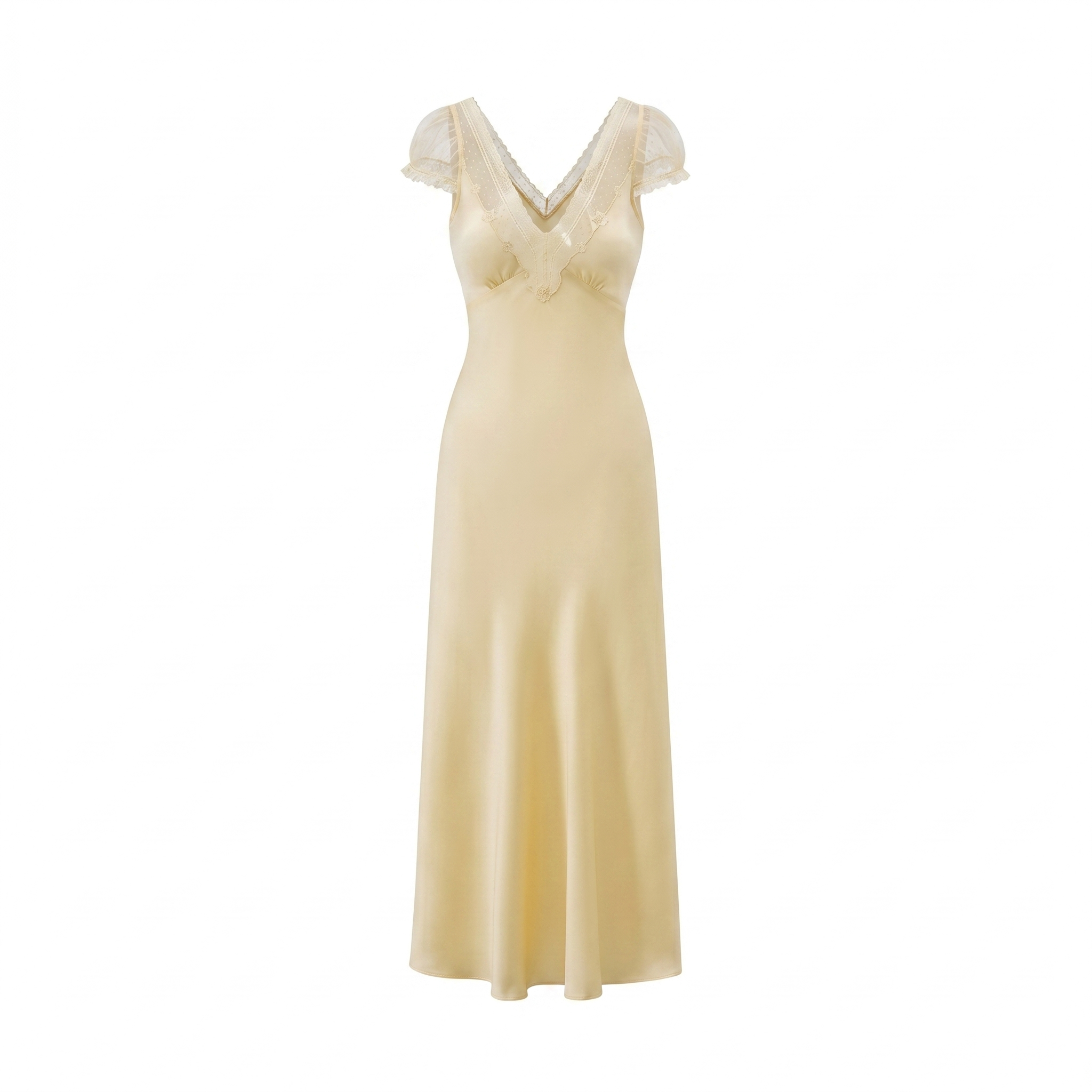 100% Mulberry Silk V-Neck Maxi Dress