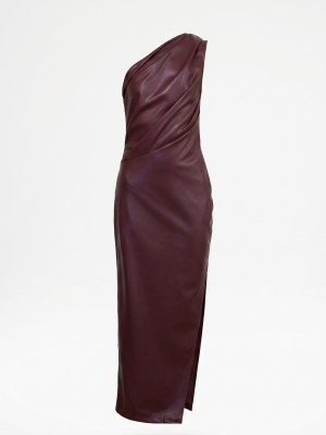 One-Shoulder Faux Leather Dress