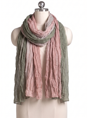 Linen Crinkled Gradient Silk Scarf