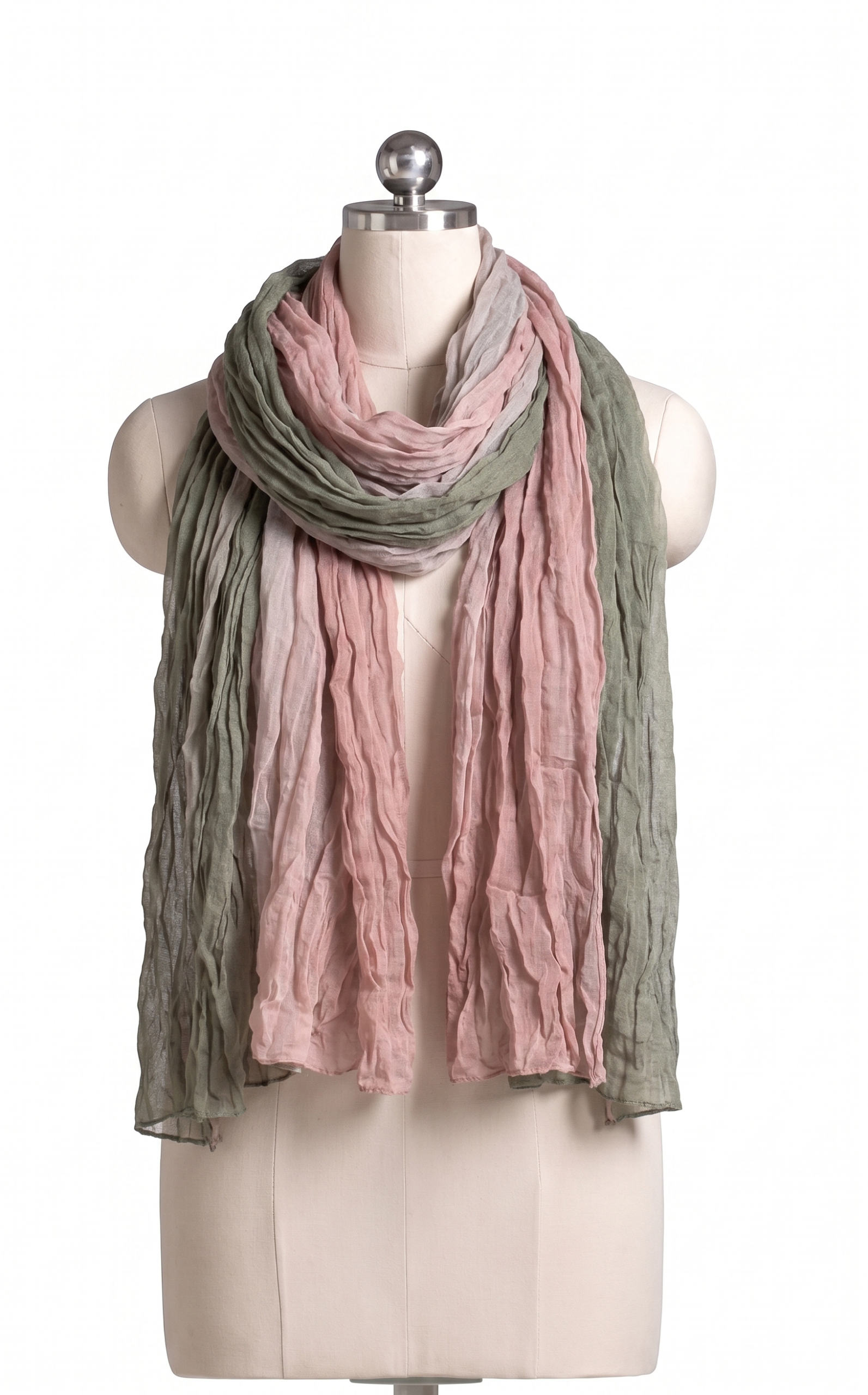 Linen Crinkled Gradient Silk Scarf