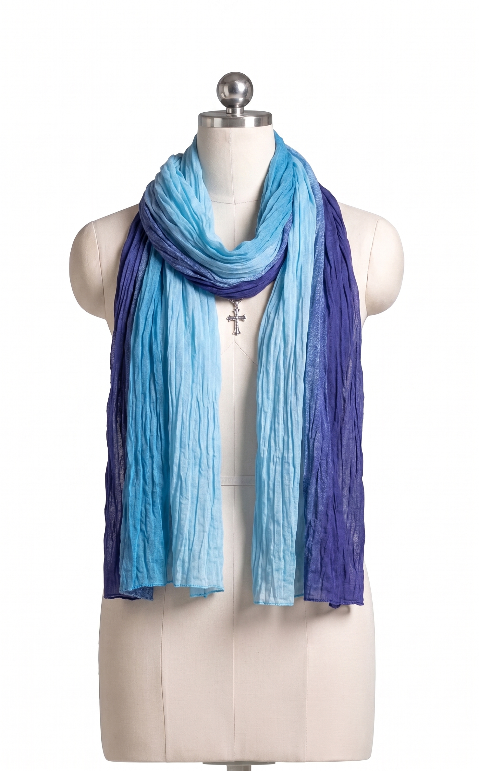 Linen Crinkled Gradient Silk Scarf - Image 2