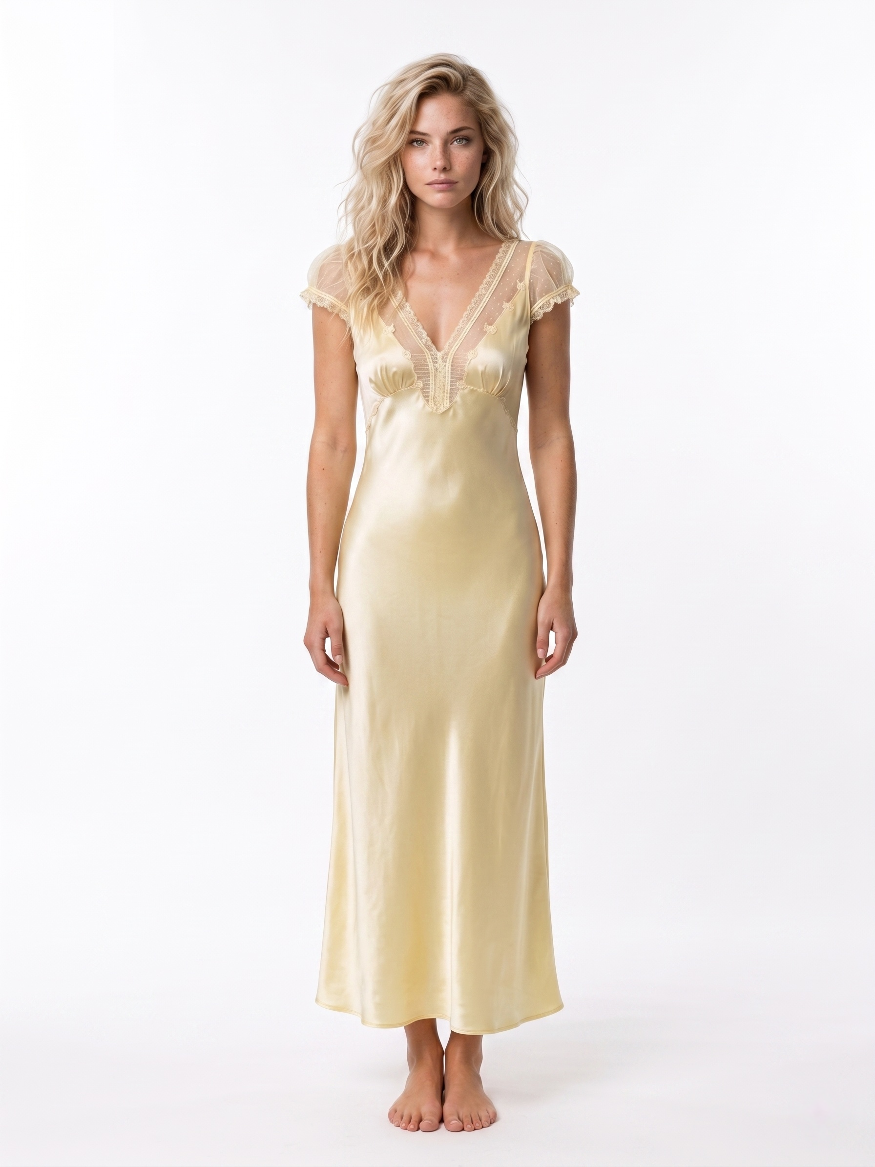 100% Mulberry Silk V-Neck Maxi Dress - Image 2