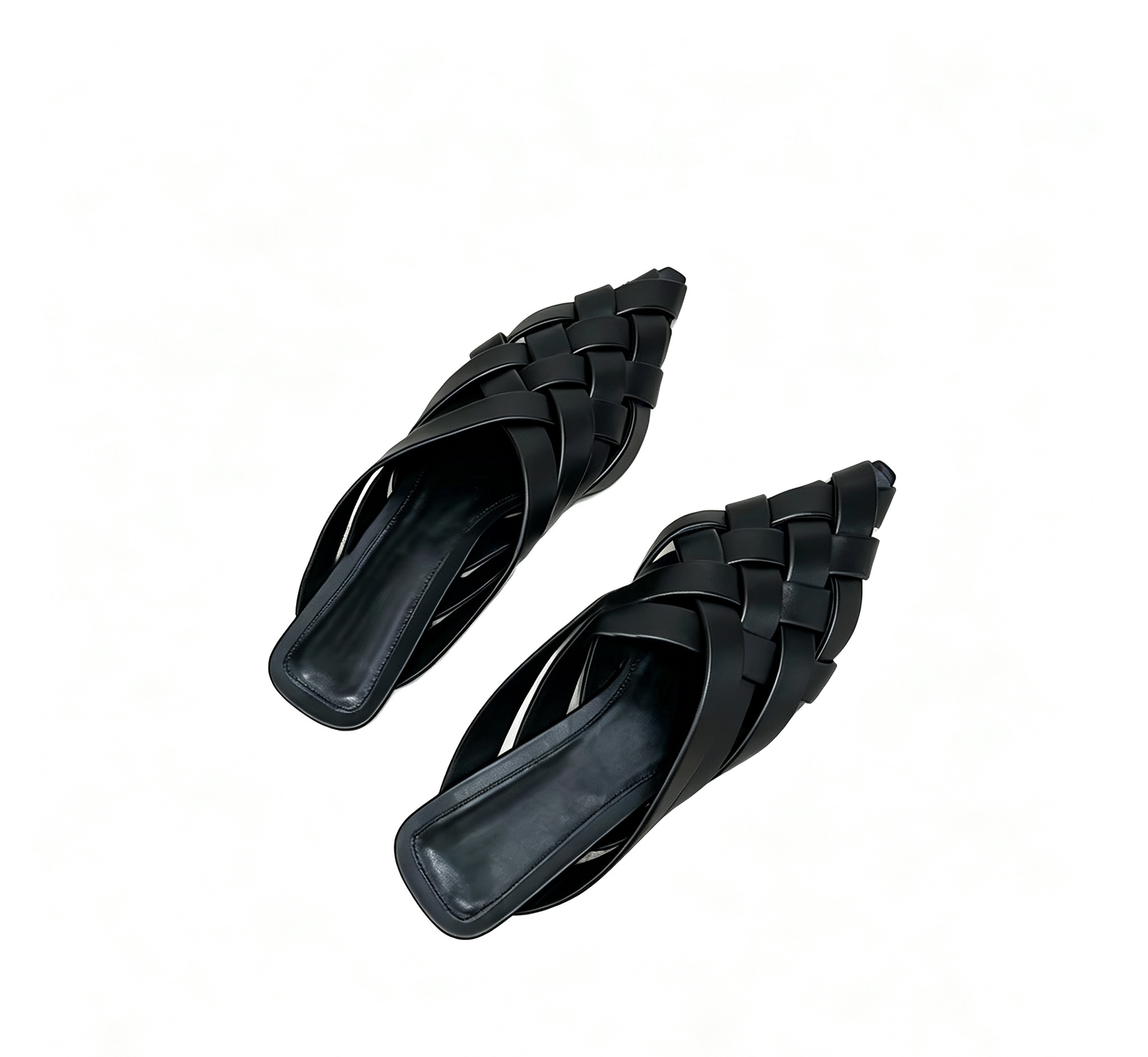 Pointed Woven Flat Slide Sandals - Image 4