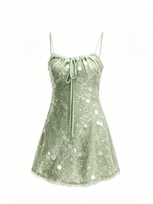 Sequin Waist-Cinching Sling A-Line Mini Dress