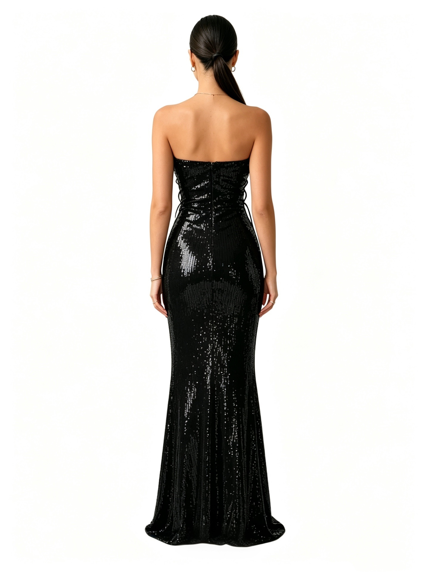 Slim Fit Strapless Bodycon Maxi Sequin Dress - Image 4