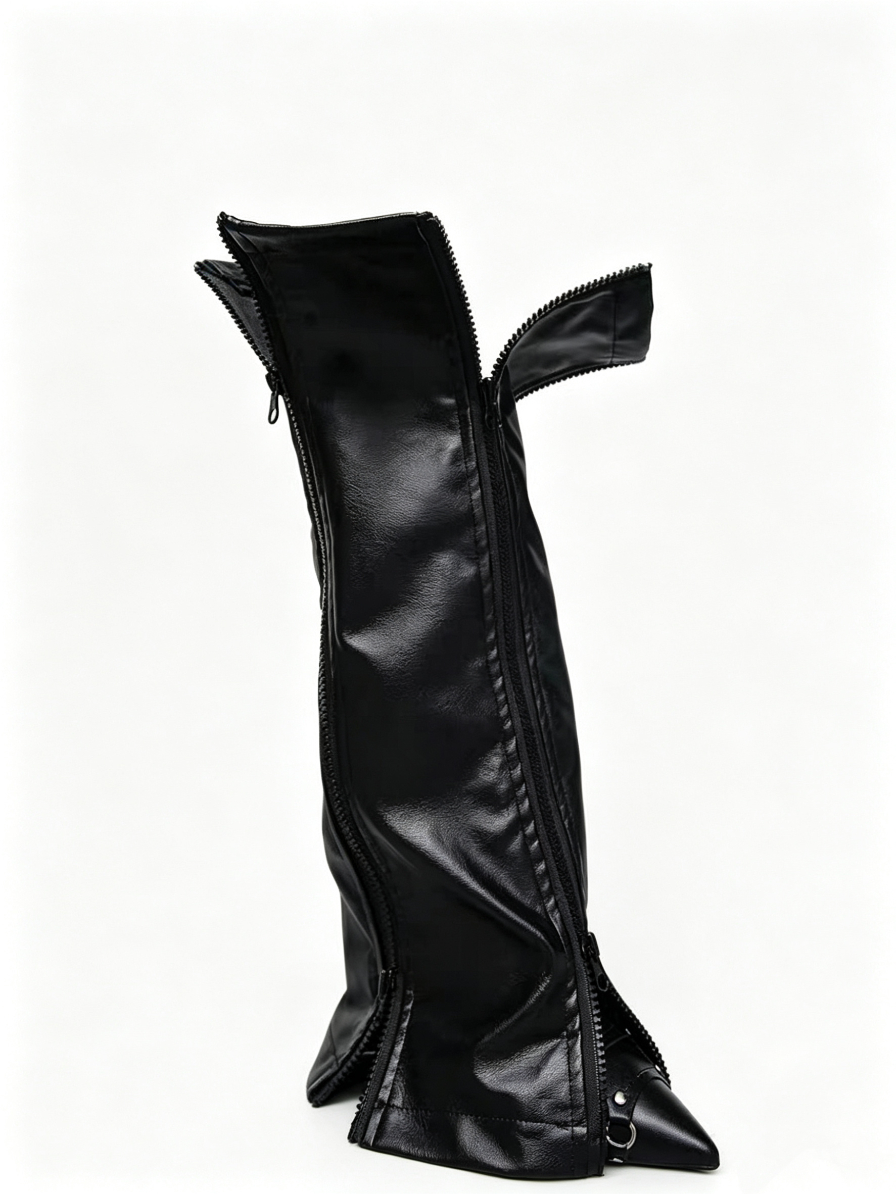 Leather Double Zip Leg Warmers - Image 3
