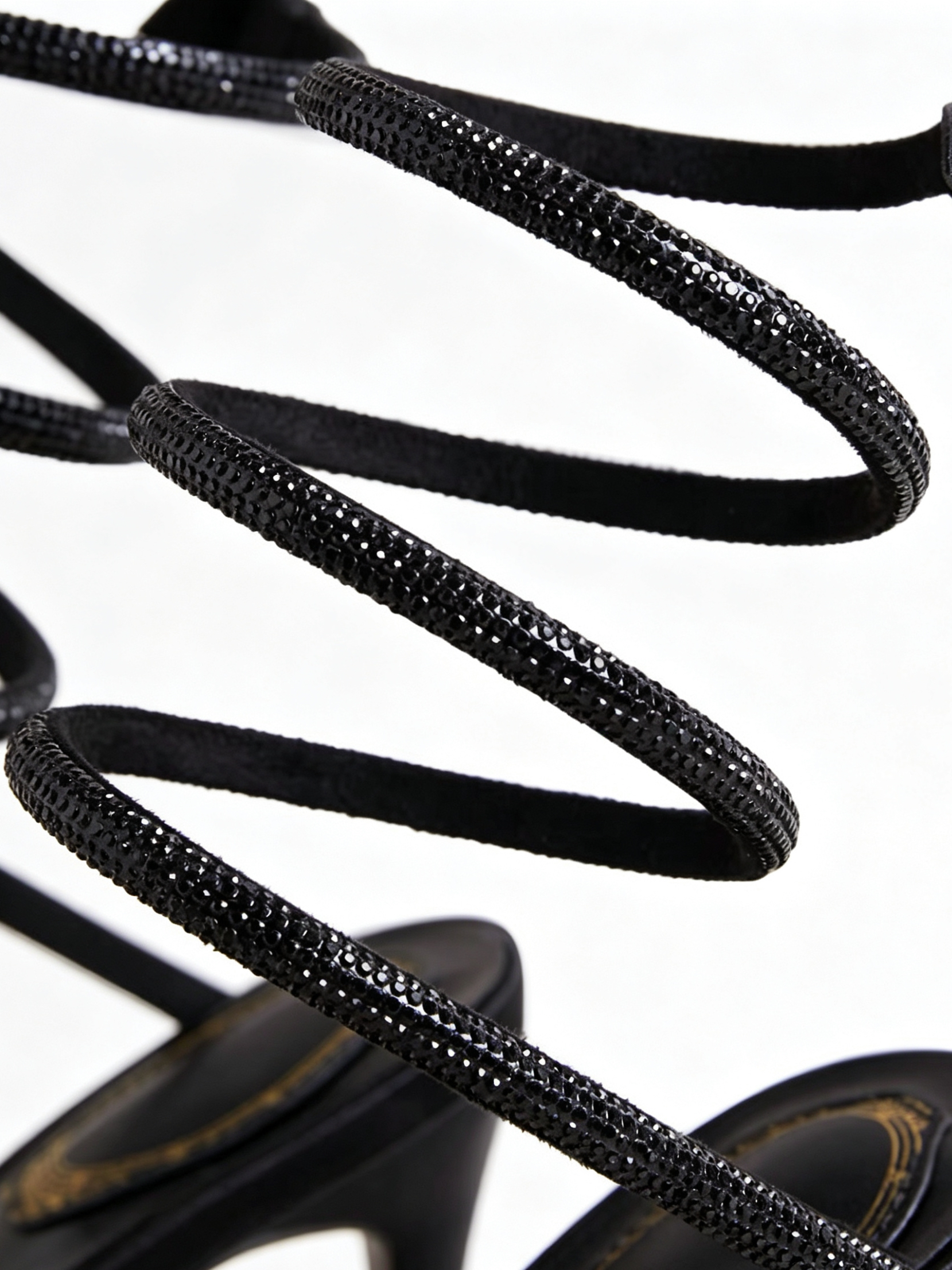 Snake-shaped Wrapped High Heel Sandals with Rhinestones - Image 5