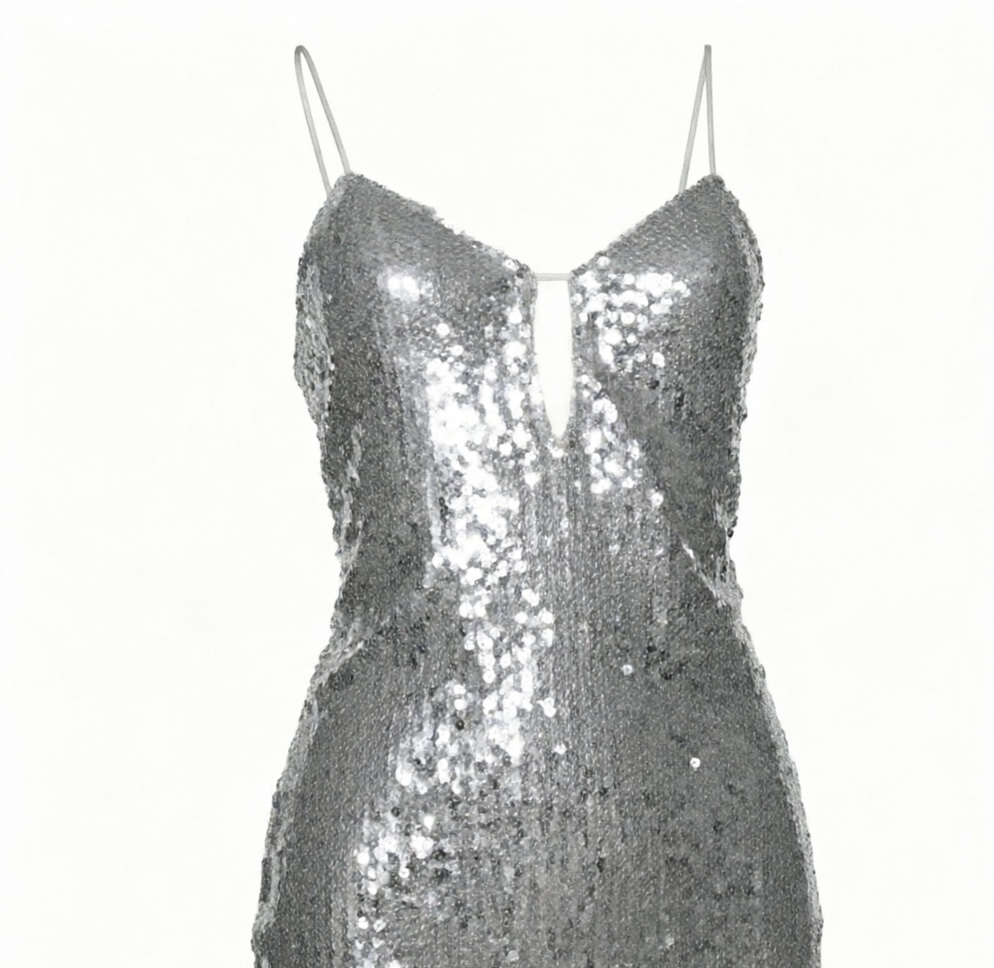 V-neck Sling Slim Fit Sequin Backless Maxi Dress - Image 6