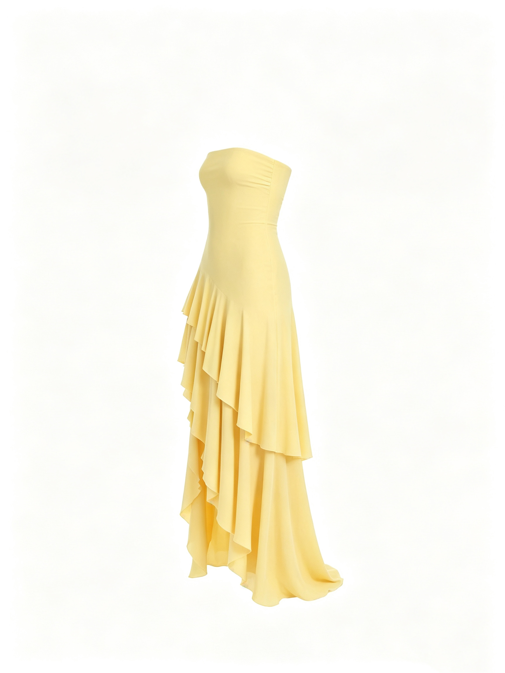Ruffled Irregular Strapless Dress - Image 2