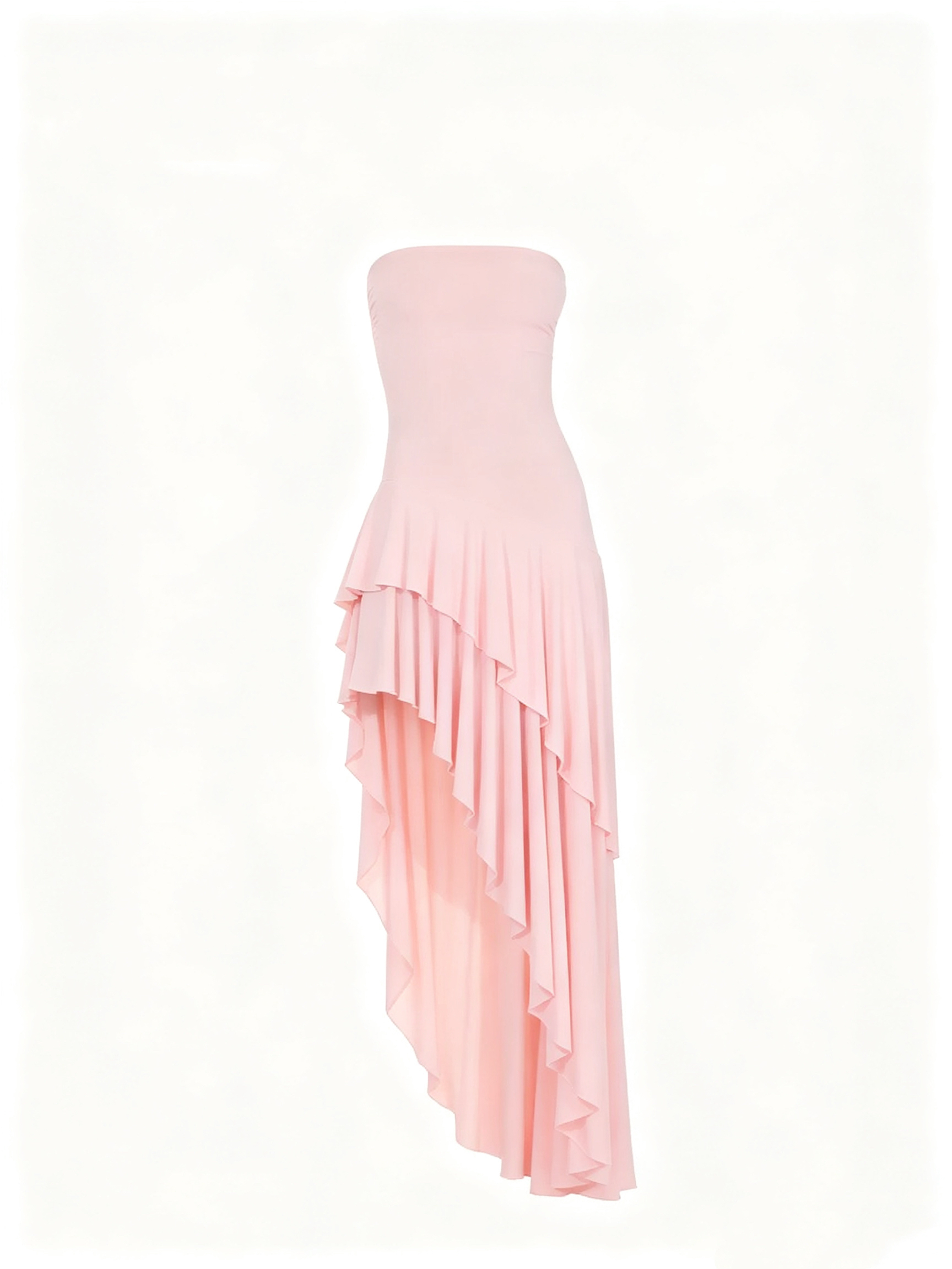 Ruffled Irregular Strapless Dress - Image 4