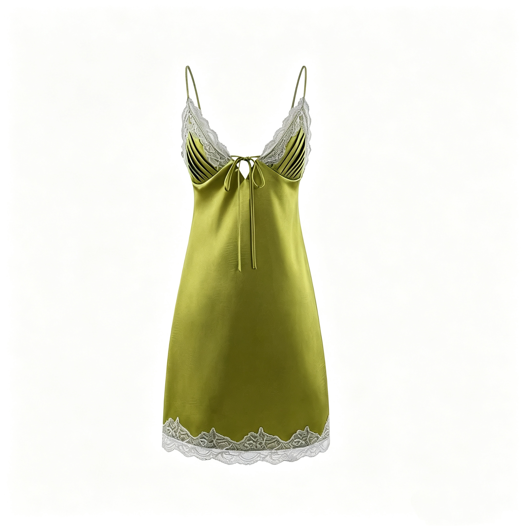 Deep V-neck Lace Spliced Cami Dress
