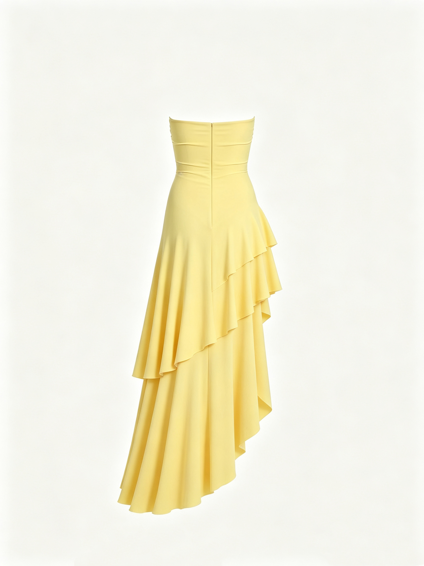 Ruffled Irregular Strapless Dress - Image 3
