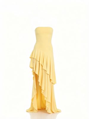 Ruffled Irregular Strapless Dress
